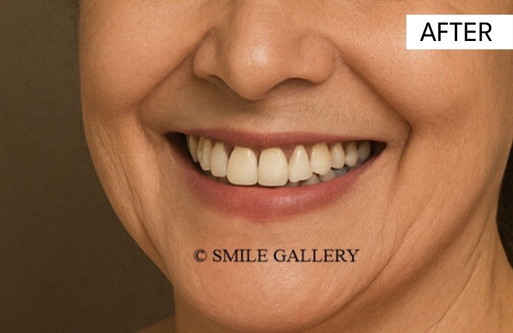 After: porcelain veneers restoration completed