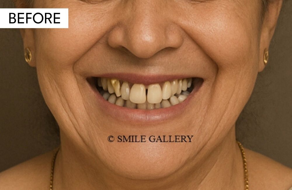 Before: chipped, gapped, or stained front teeth