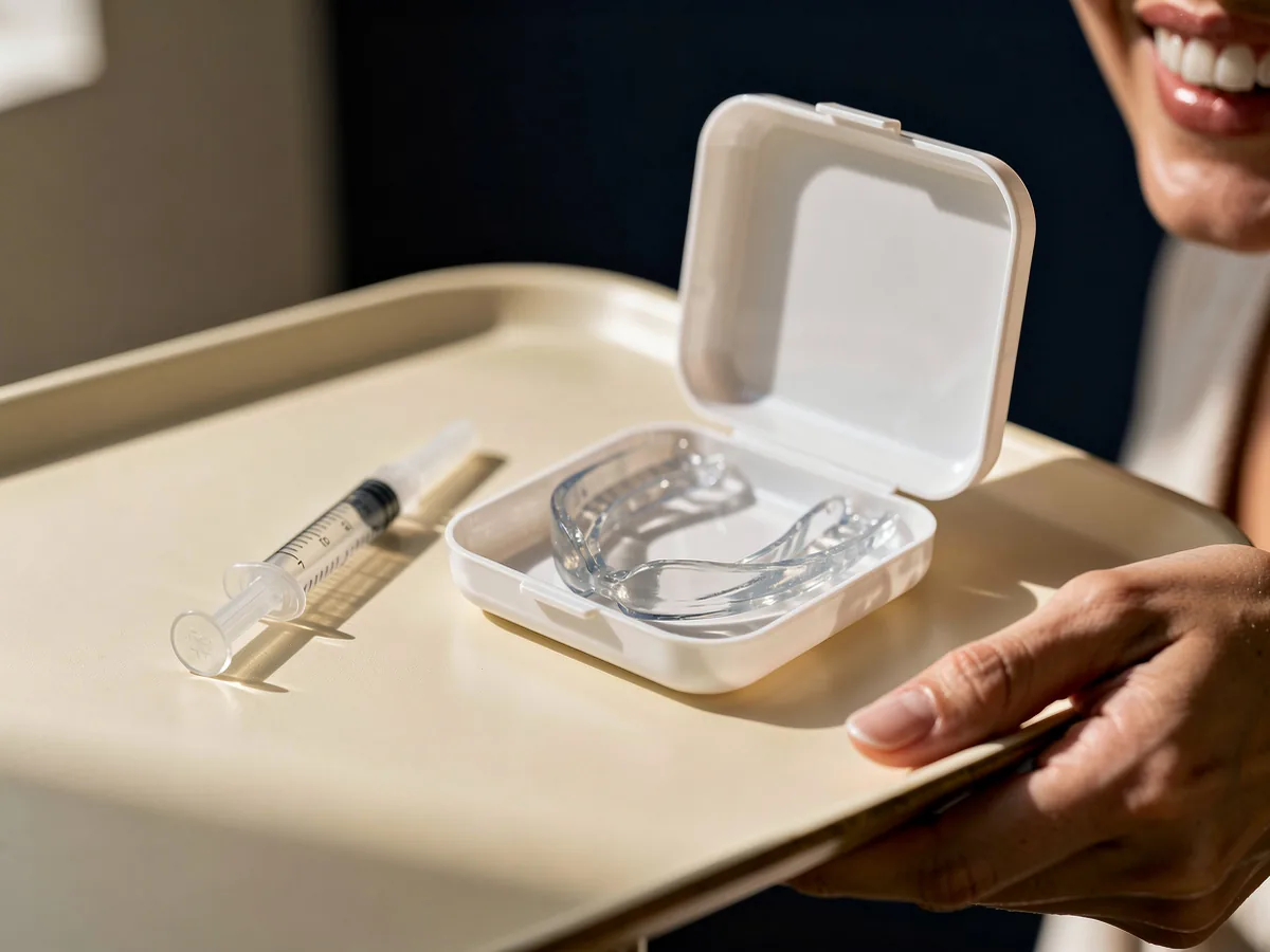 Illustrative picture: custom clear whitening trays in a case