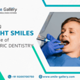 Child receiving dental care from a pediatric dentist