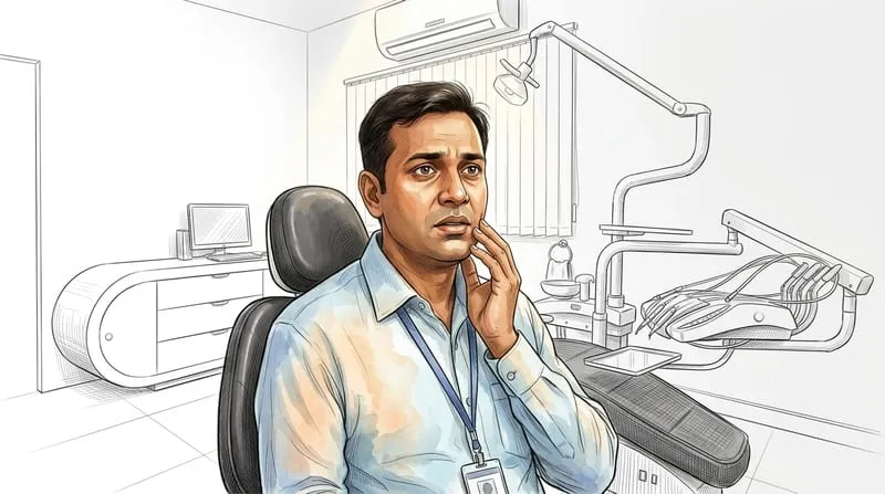 Illustrated patient experience sketch for root canal treatment at Smile Gallery Bhopal