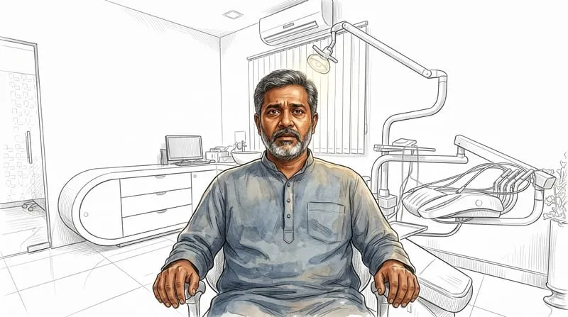 Illustrated patient experience sketch for dental services treatment at Smile Gallery Bhopal
