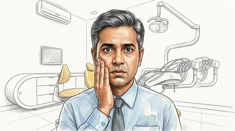 Illustrated patient experience sketch for dental services treatment at Smile Gallery Bhopal