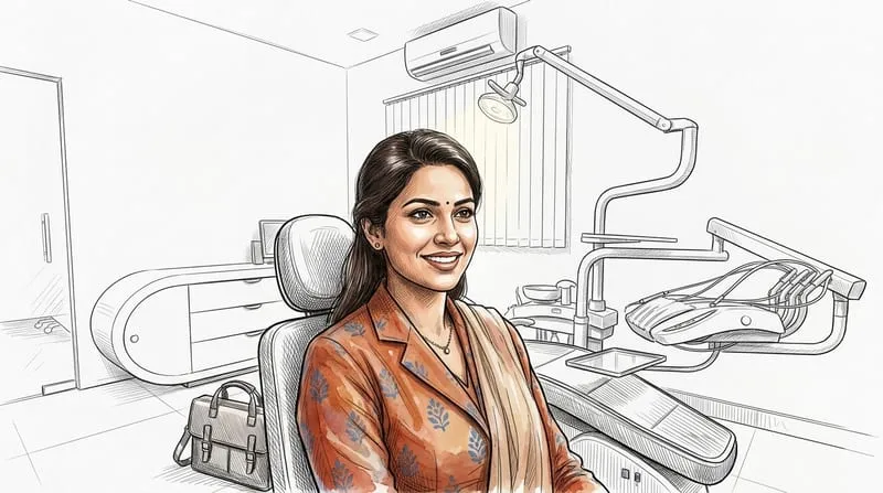 Illustrated patient experience sketch for invisible aligners treatment at Smile Gallery Bhopal