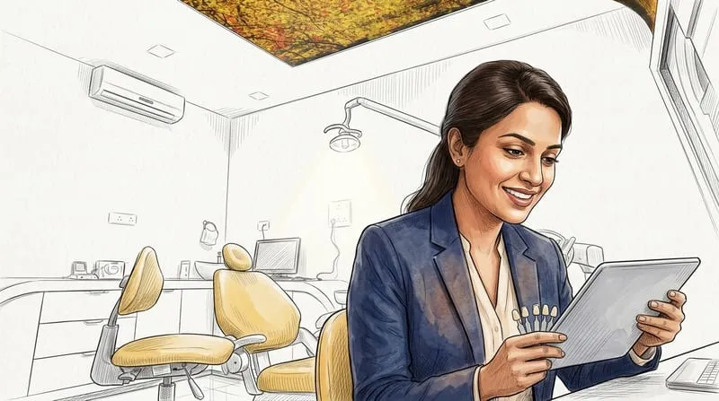 Illustrated patient experience sketch for dental veneers treatment at Smile Gallery Bhopal