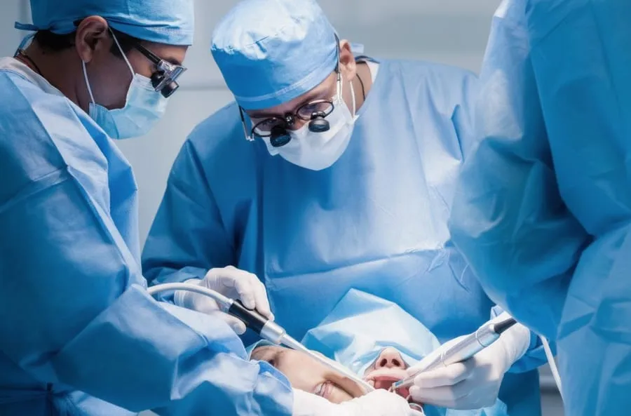 Dental surgical team in operation