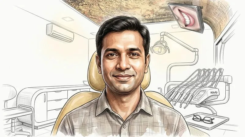 Illustrated patient experience sketch for general dentistry treatment at Smile Gallery Bhopal