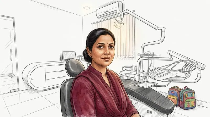 Illustrated patient experience sketch for preventive dentistry treatment at Smile Gallery Bhopal